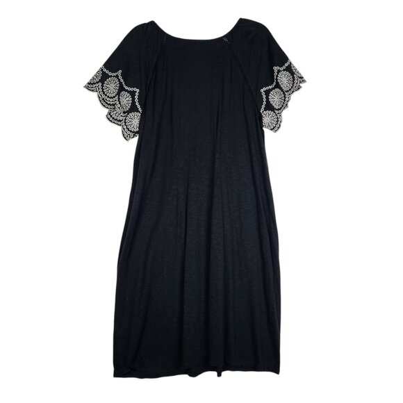 Talbots Embroidered Sleeve Dress Women's Plus Size X 14/16 Black Tassled Boho - Picture 4 of 12